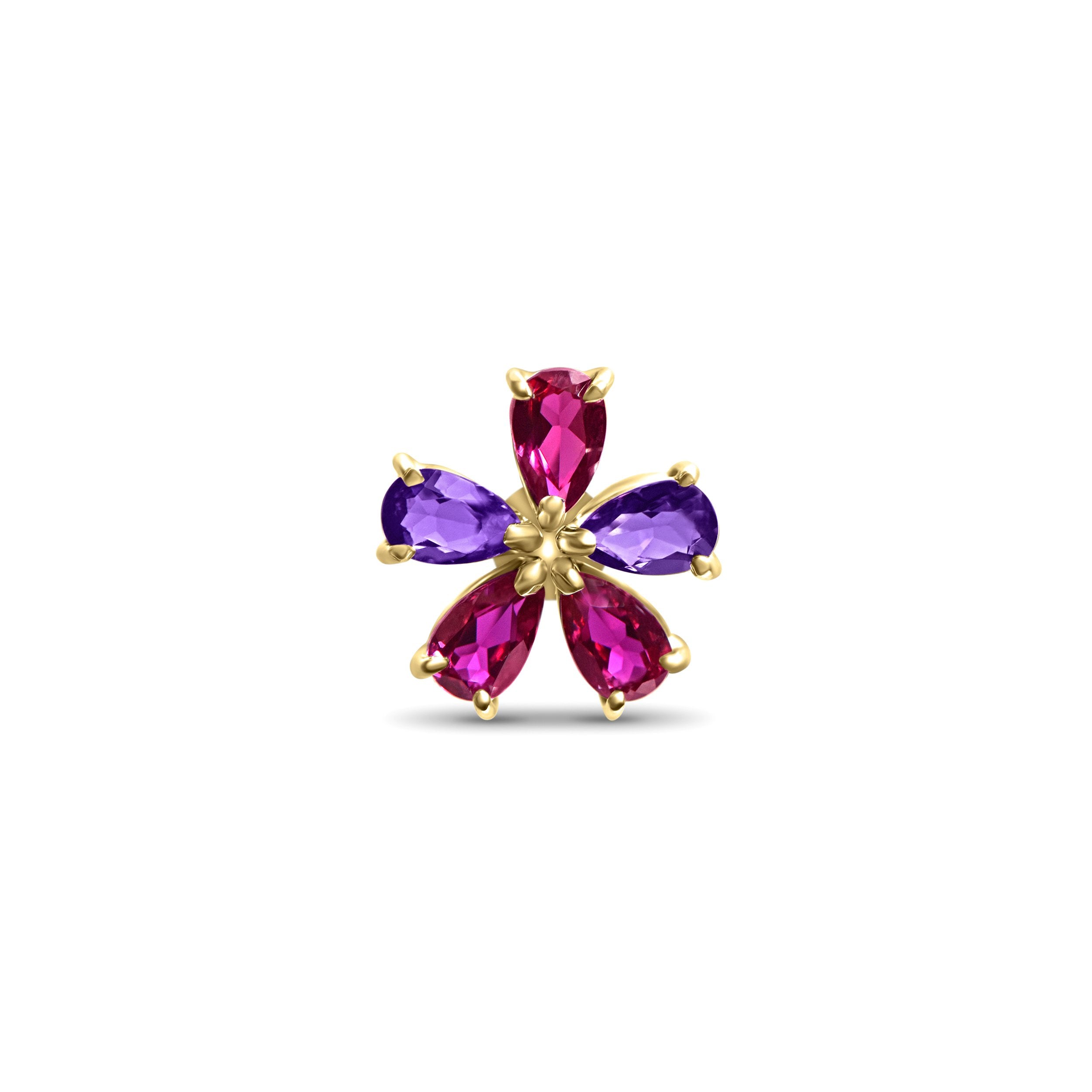 Boucles d'oreilles Little Amethyst Flowerdrop - or jaune 18k - AGUADEORO