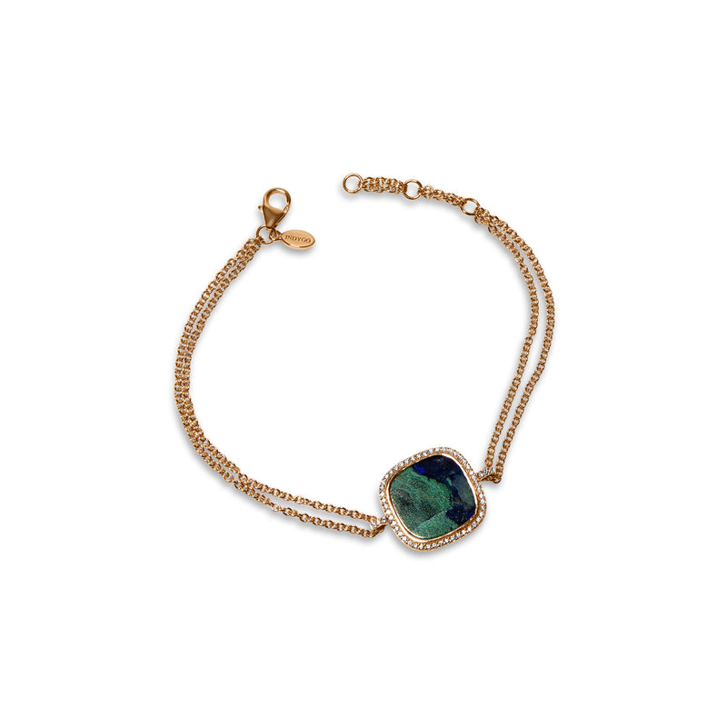 Bracelet The Blue-Green Square Azurite - or rouge 18k