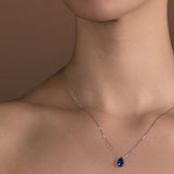 Collier The Tear of Joy Blue Sapphire 0.80ct - or blanc 18k