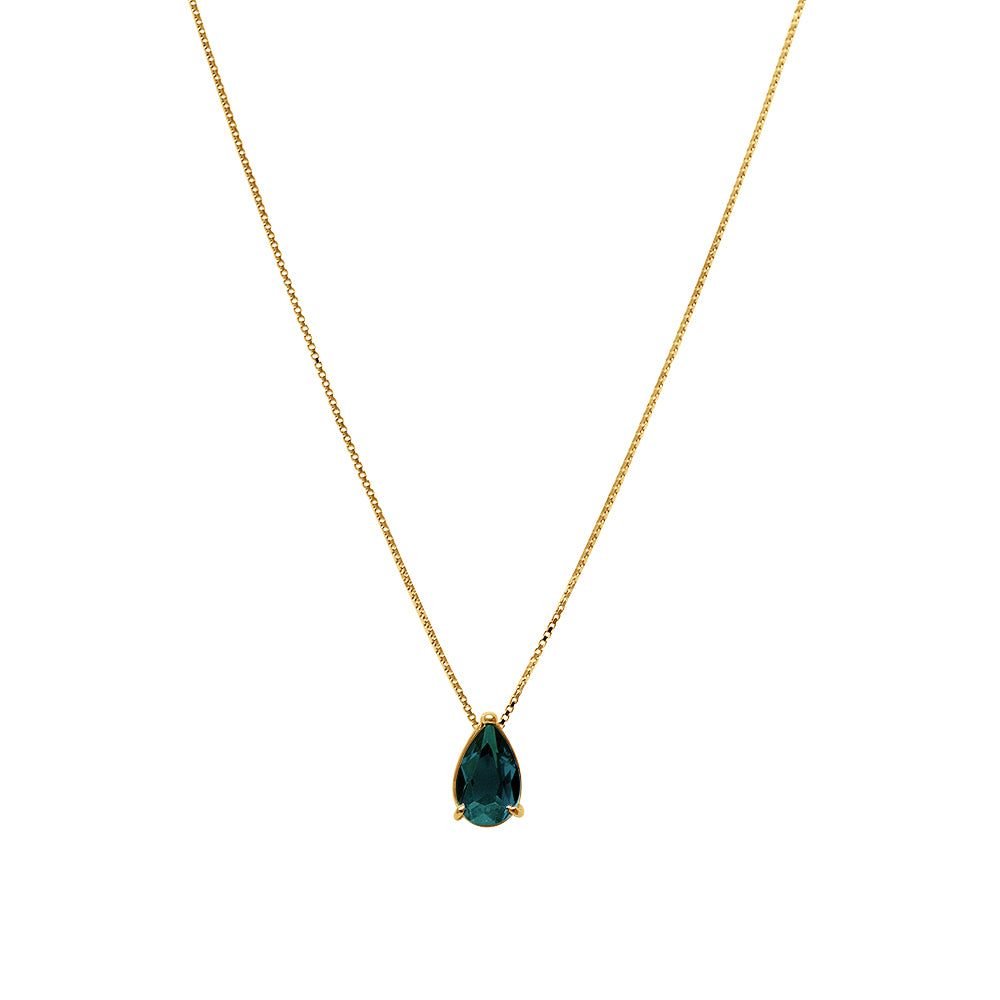 Collier The Tear of Joy Blue Green Tourmaline 0.80ct - or jaune 18k - AGUADEORO