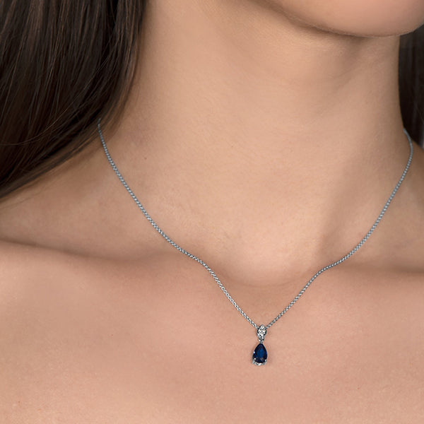 Necklace The Fancy Blue Tear of Joy 0.80ct - White Gold 18k 