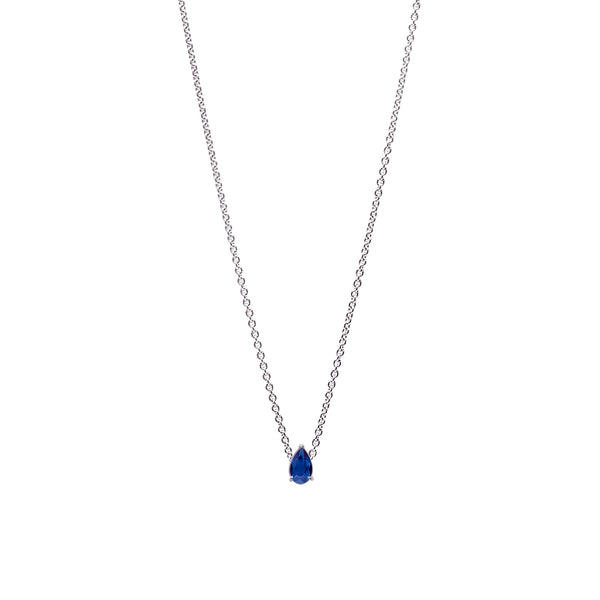 Necklace The Little Tear of Joy Light Blue Sapphire 0.30ct - White Gold 18k 