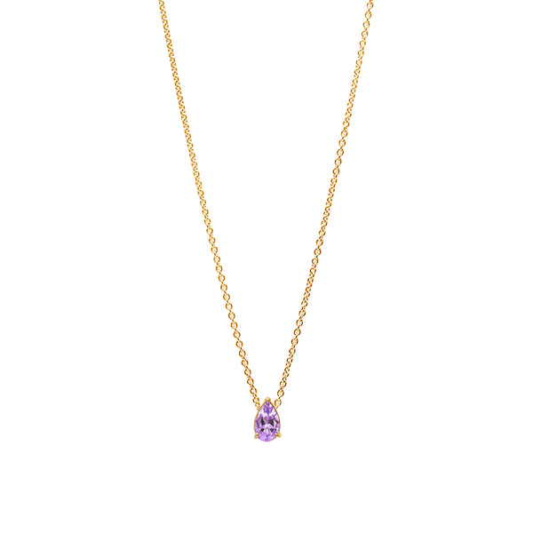 Necklace The Little Tear of Joy Amethyst 0.50ct - Yellow Gold 18k 