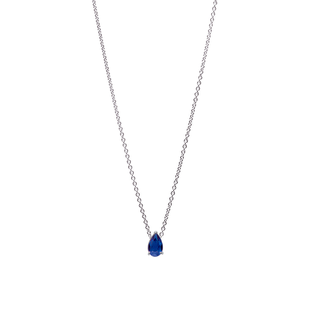 Collier The Little Tear of Joy Light Blue Sapphire 0.50ct - or blanc 18k - AGUADEORO