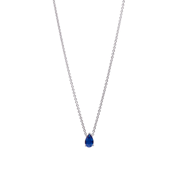 Necklace The Little Tear of Joy Light Blue Sapphire 0.50ct - White Gold 18k 