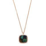 Collier The Blue-Green Square Azurite - or rouge 18k