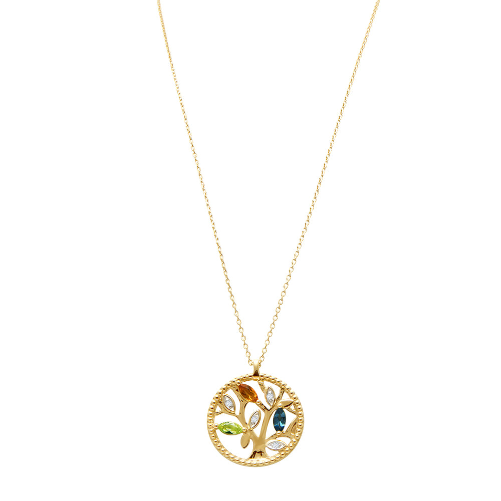 Collier Tree of Life Coloré - or jaune 18k - AGUADEORO