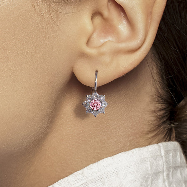 Boucles d'oreilles The Blooming Pink Flower 0.25 - or blanc 18k