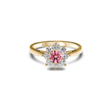 The Little Blooming Pink Flower 0.20 carats - or jaune 18k