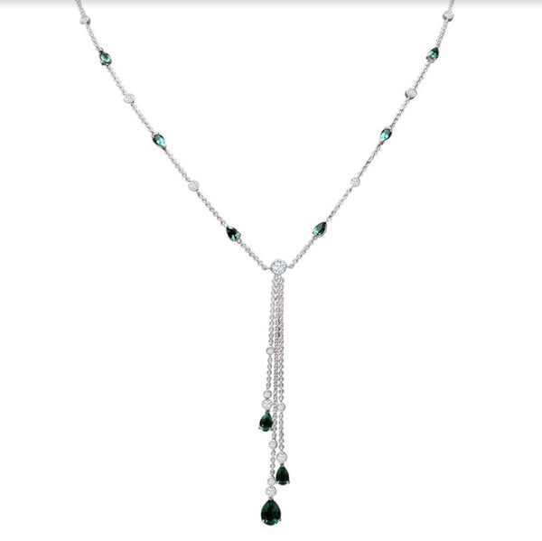 White gold necklace with emeralds and diamonds - Wild Forest