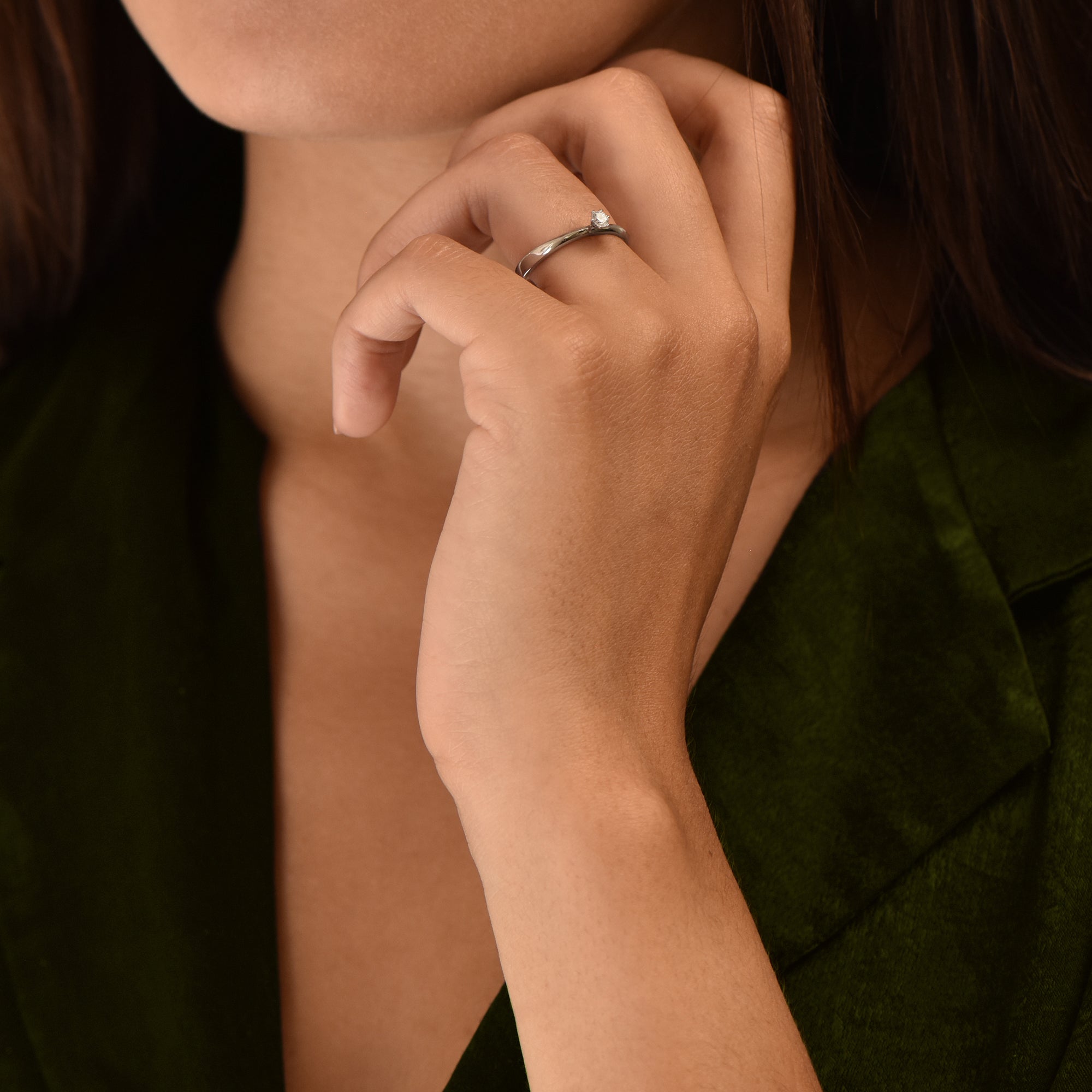 Sobriété Heureuse (S) - 0.15 carat - or blanc 18k - AGUADEORO